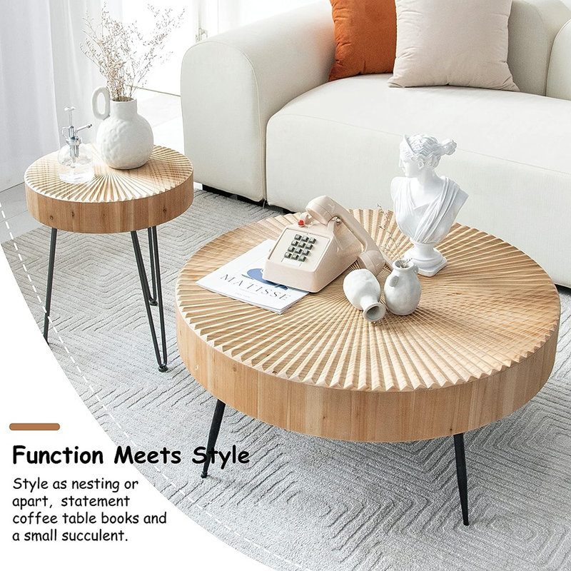 Union Rustic Aburto 2Piece Modern Farmhouse Living Room Coffee Table